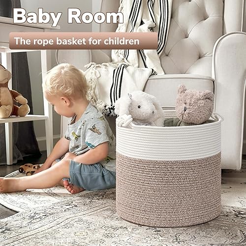 Miniatura 2 de Goodpick Cesta de almacenamiento tejida, canasta pequeña para ropa de 15 x 14.2 pulgadas, canasta de almacenamiento de juguetes, canasta de cuerda