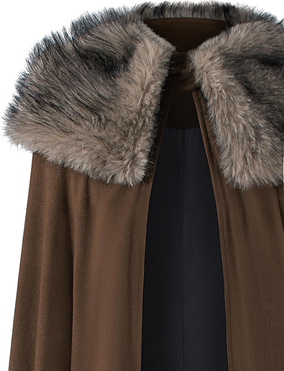 Mens Viking Robe Costume Fur Cloak Shoulder Lengthened Cape Medieval King Lord Cape LARP Cosplay - Image 2