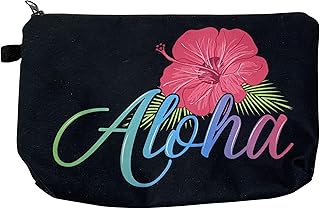 ALOHA Cosmetic Bag for Women Roomy Makeup Bag Travel Splash-proof Toiletry Bag Accessories Organizer and Womans Pouch. Aloha Water-resistant Beach Bag Pouch. Plus 1 Aloha Decal Sticker