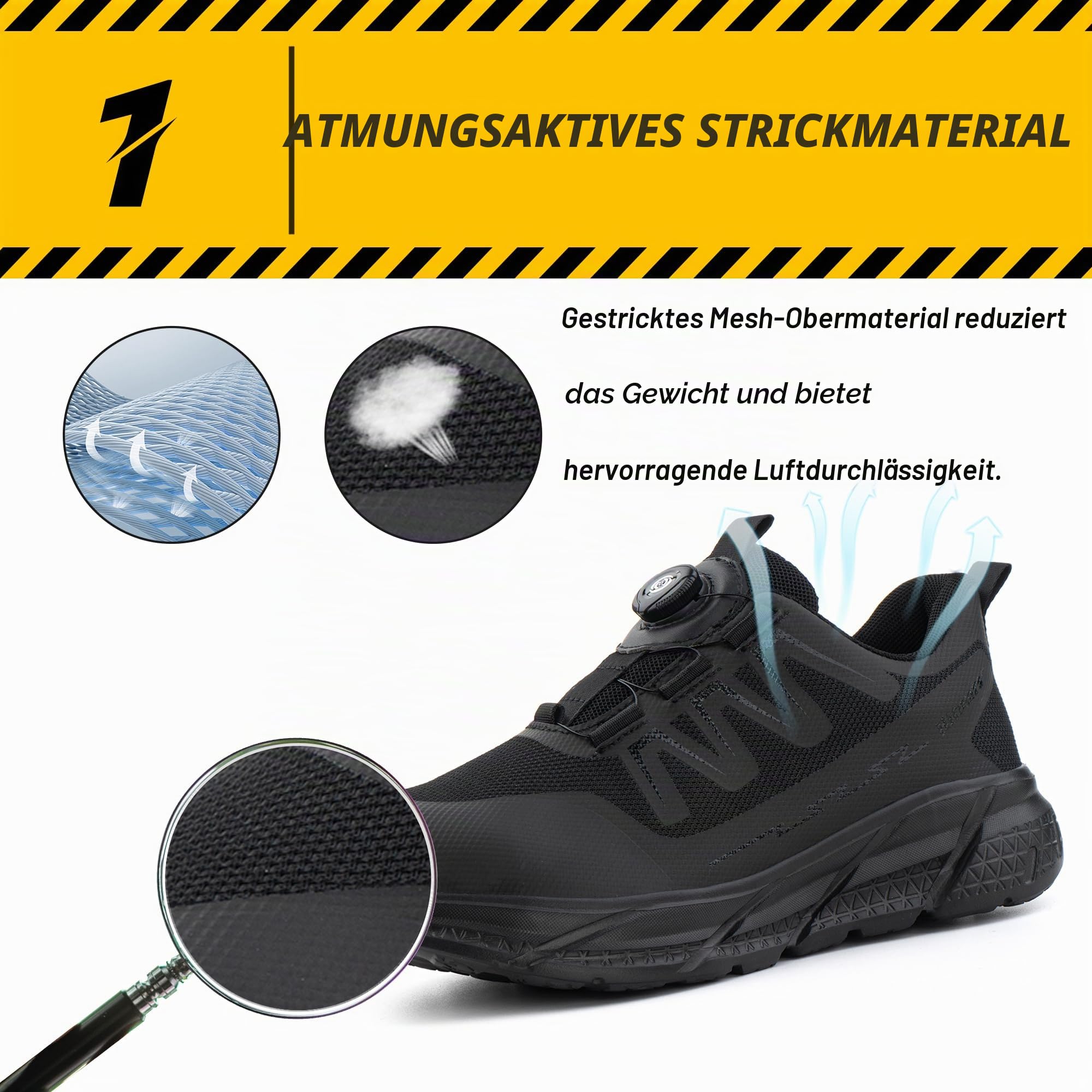 Sicherheitsschuhe Herren Damen Arbeitsschuhe Leicht Stahlkappe S1 Schutzschuhe S3 Arbeitsschutzschuhe Stahlkappenschuhe Arbeits- & Berufsschuhe Schwarz 37