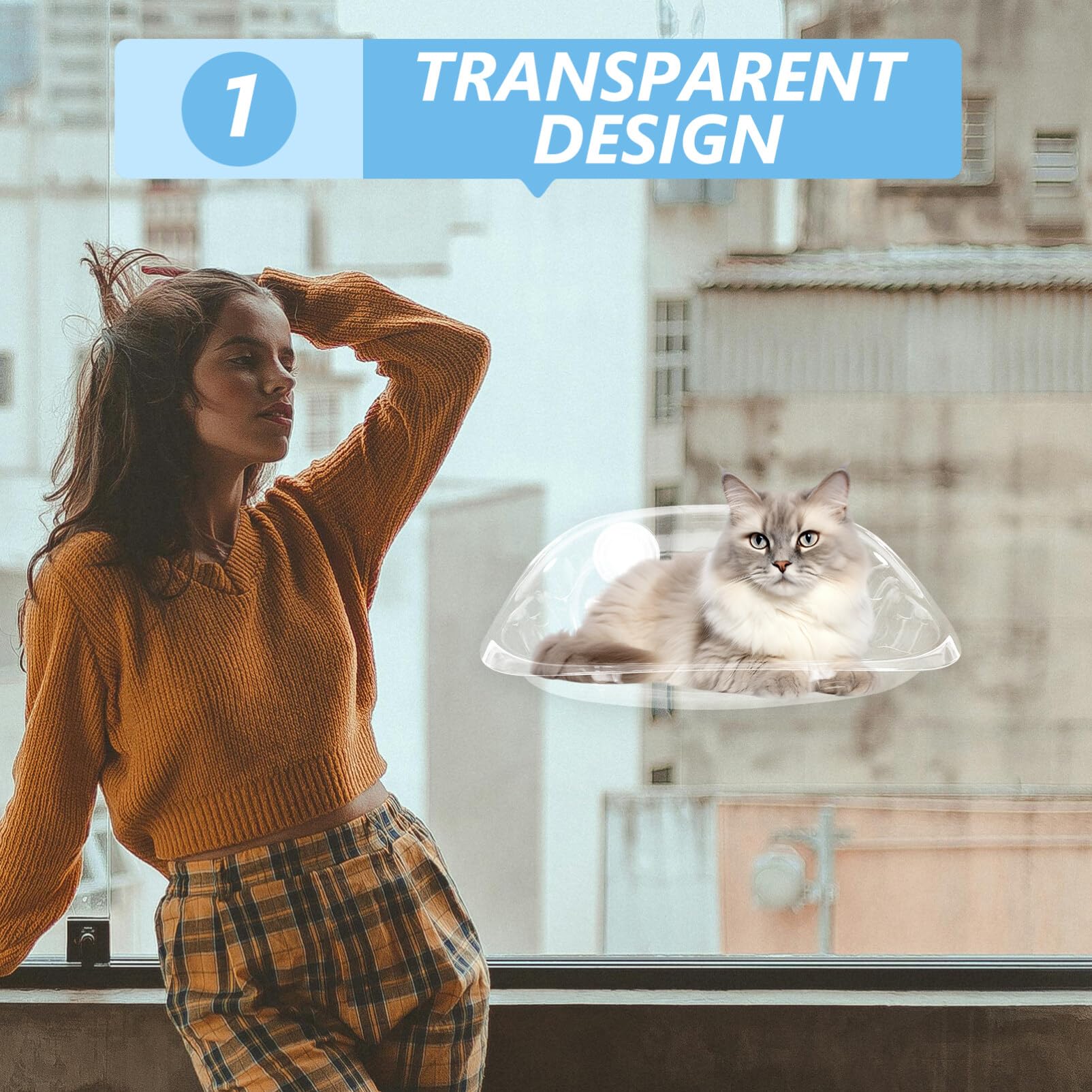 SUPVOX Cama con Percha para Ventana para Gatos Hamaca con Ventana para Gatos De Plástico Transparente Cama para Ahorrar Espacio para Gatitos Estante Montado En La Ventana con 2 Ventosas