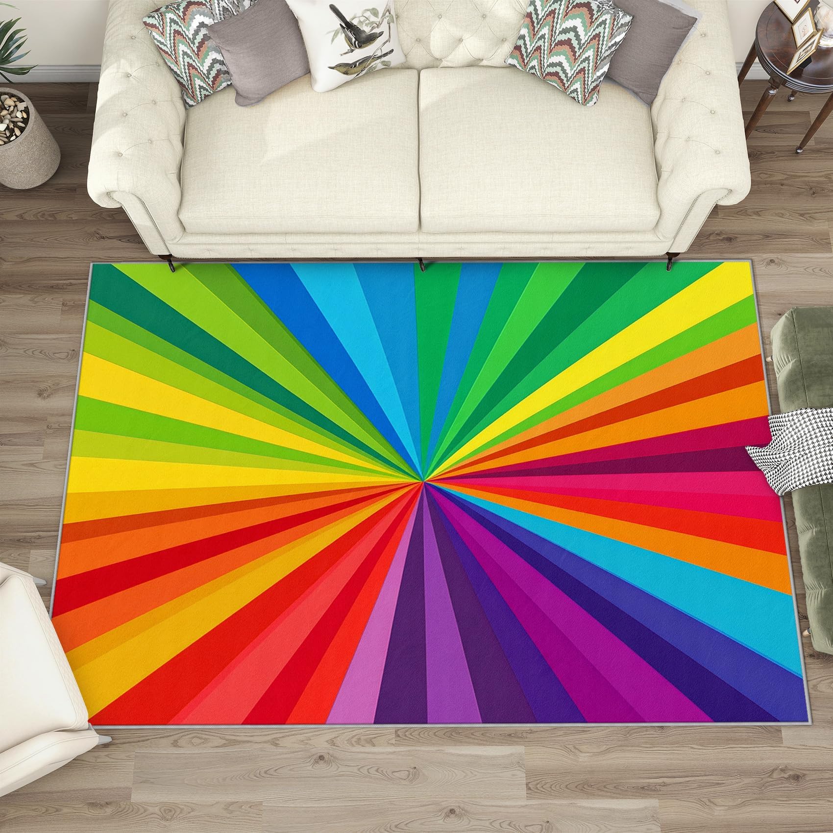 Regenbogen Teppich Wohnzimmer 100x140cm Bunt Optische Täuschung Deko Teppich für Bettvorleger Schlafzimmer Kinderzimmer Balkon, Weich rutschfest Waschbare