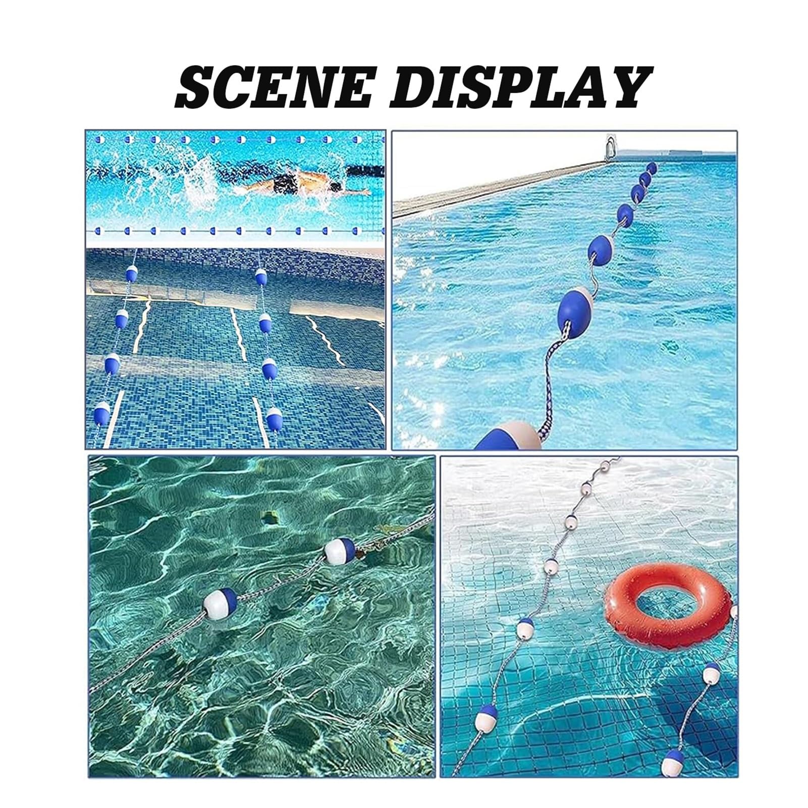Linea divisoria di Sicurezza per corsie della Piscina, Linea divisoria di Sicurezza per corsie della Piscina del Club di Nuoto - Boa preinstallata da 60 Piedi con Gancio per Aree con acque b