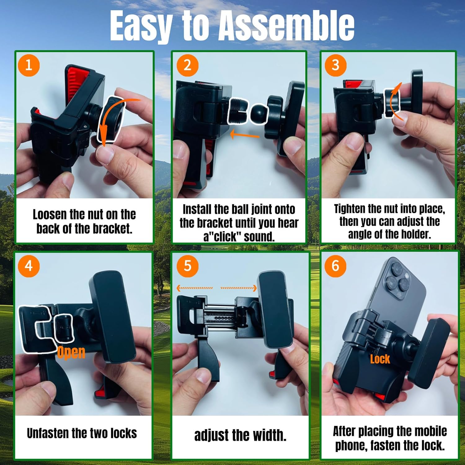 Magnetic Golf Cart Phone Holder: N52 Magnet Golf Cart Phone Mount Compatible with EZGO Club Car Yamaha,360° Rotatable Phone Holder for iPhone Samsung Google Pixel,Golf Accessories Gift for Men Women - Image 6