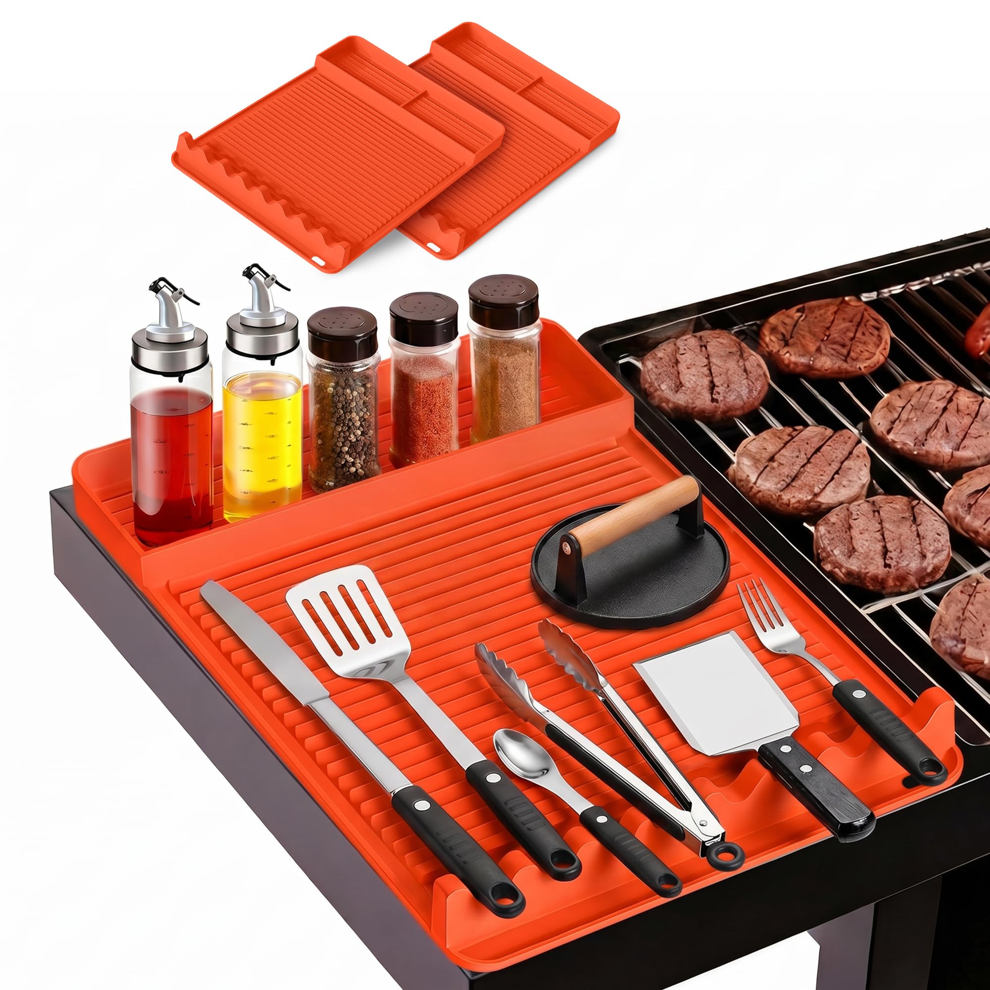 Silicone Grill Mat for Blackstone Griddles 2 Pack, Orange