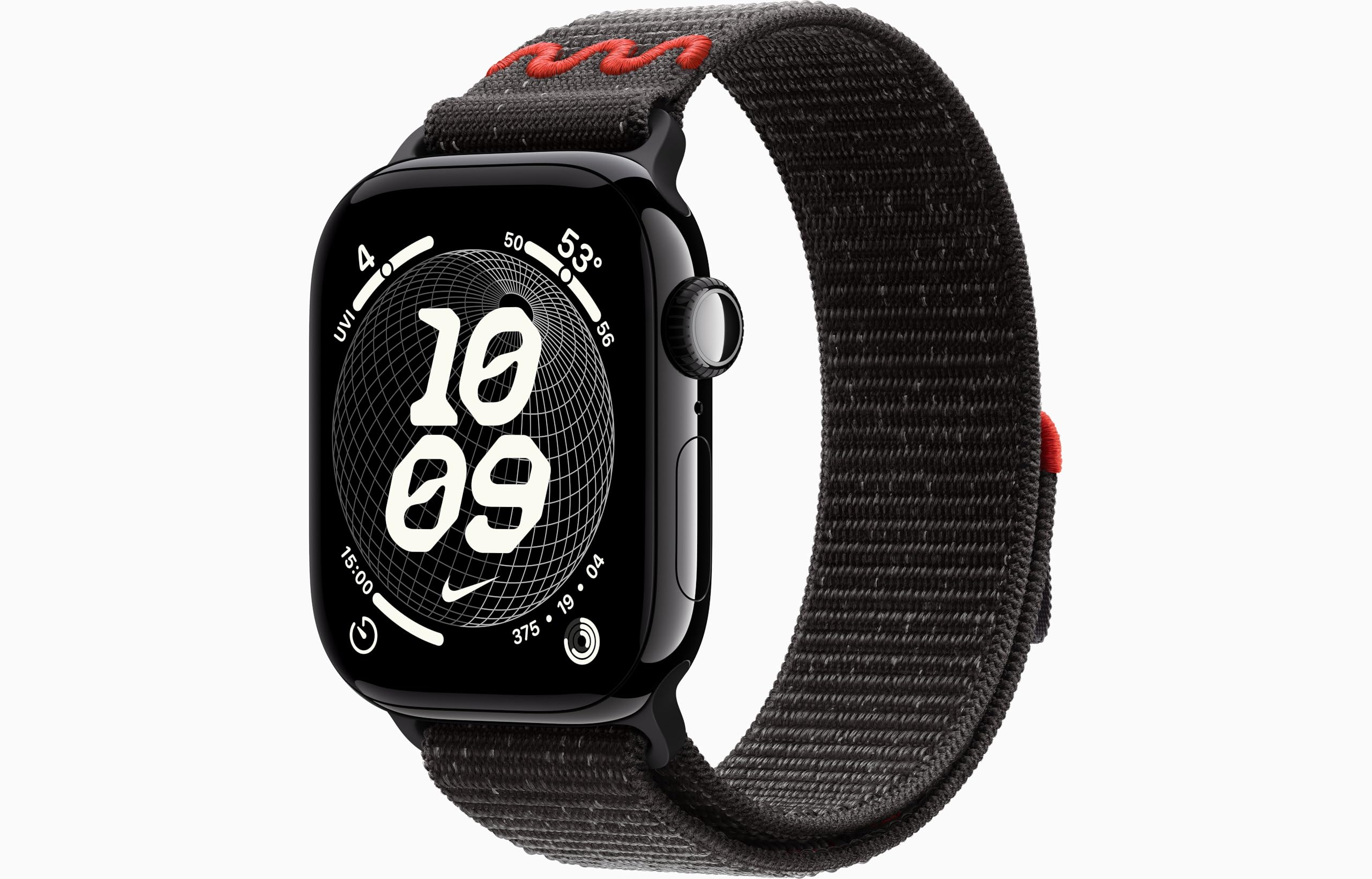 Apple Watch Series 11 [GPS + Cellular, 42mm] Jet Black Aluminum Case with Midnight Black Nike Sport Loop, One Size (Renewed)