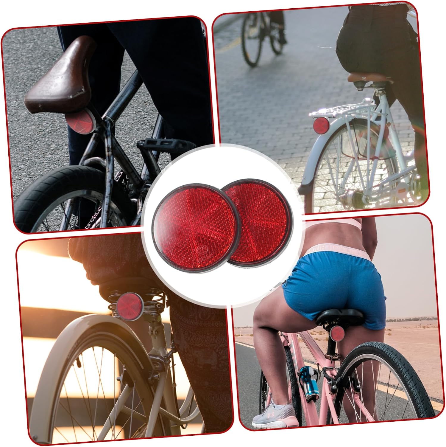 BESPORTBLE 3sets Plastic Round Reflective Warning Bike Reflectors Night Riding Easy Install for All Bicycles 2pcs*3
