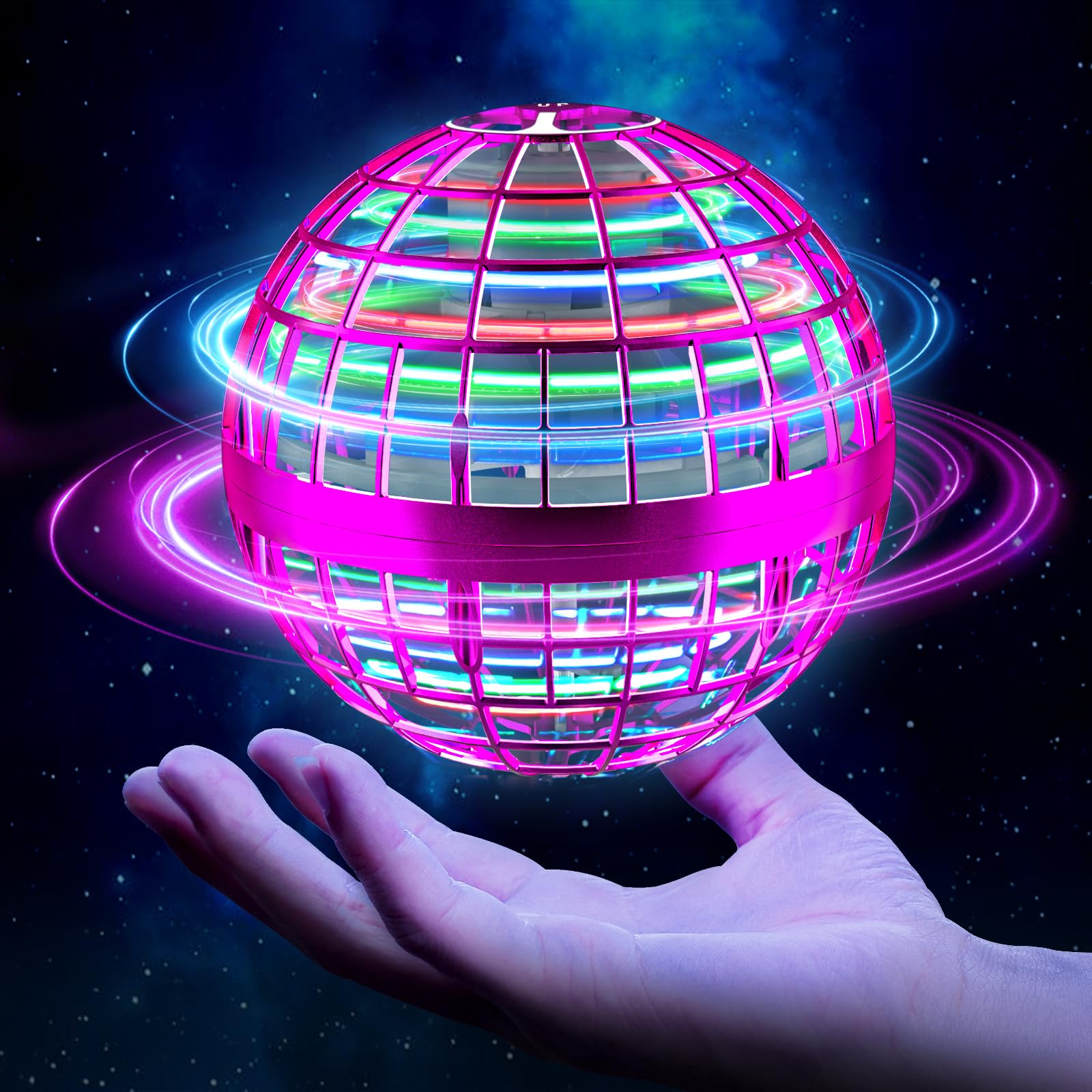 2023 Flying Orb Ball Toys, Galaxy Ball Flying Spinner with Light, Magic Floating Ball Flying Toy, Cool Toys for 6 7 8 9 10+ Year Old Boys Girls Adult Indoor Outdoor (Purple)