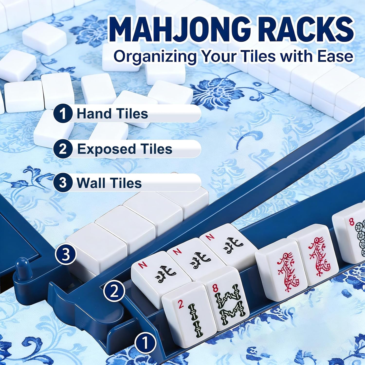 4 Pcs 18.7" Mahjong Racks with Pushers, Non-Slip Acrylic Large Mahjong Racks for Game Night American Mah Jong Lovers Mahjong Accessories and Gifts (Hot Pink)