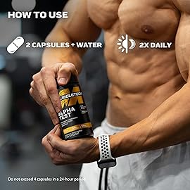 MuscleTech Testosterone Booster for Men, AlphaTest - T-Boost Mens Supplement with Tribulus Terrestris & Boron - Daily Male Gym Workout Supplements for Muscle Growth, Stamina & Energy - 120 Pills