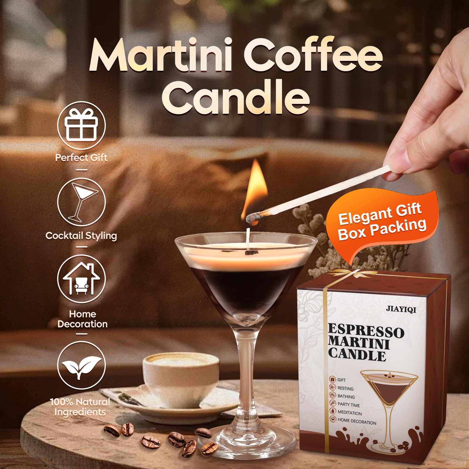 Świece Espresso Martini, prezenty dla kobiet, świece zapachowe do kawy, unikalne prezenty dla kobiet, świece do aromaterapii na walentynki, Wielkanoc, Boże Narodzenie, urodziny
