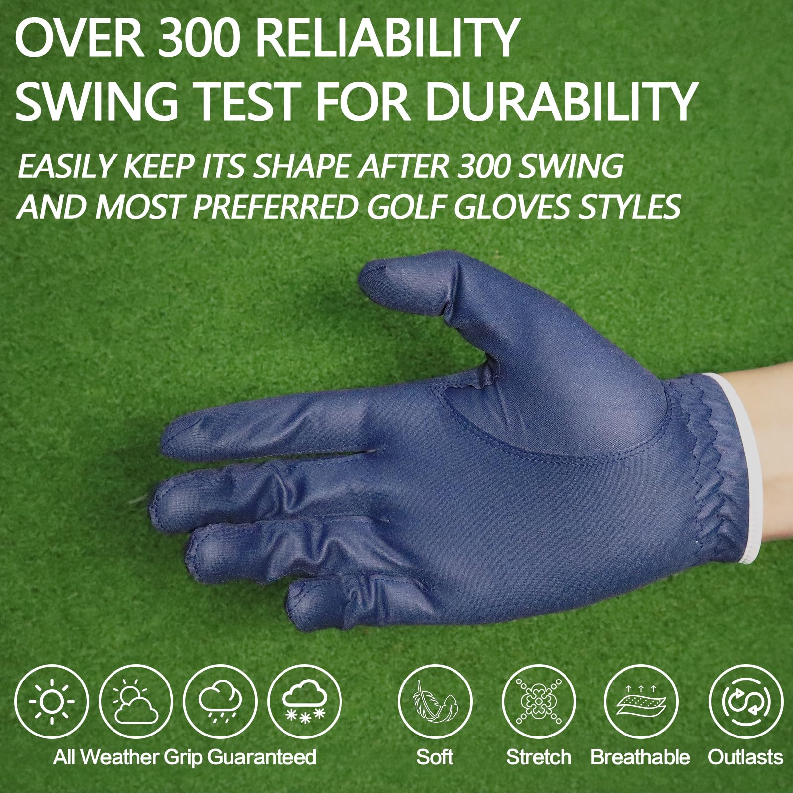 Golf Gloves Men Left Hand Synthetic All Weather Soft Rain Grip Relaxgrip Value 2 Pack - Image 4