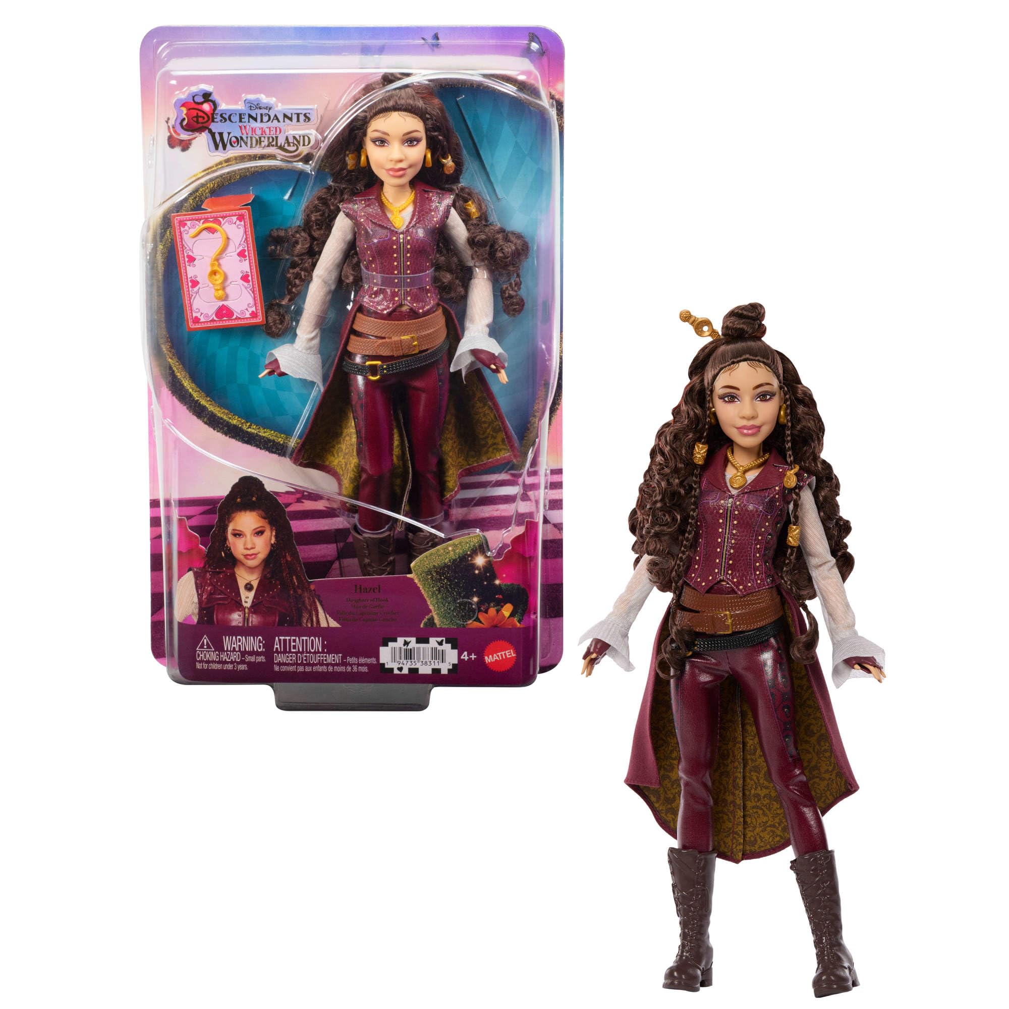 Mattel Disney Descendants: Wicked Wonderland - Hazel Hook, figlia di Uncino, bambola ispirata al film con abito dal Paese delle Meraviglie e accessori inclusi, JMP48 | Bambola figlia di Hook con abito rimovibile, capelli ricci e accessorio uncino, snodab