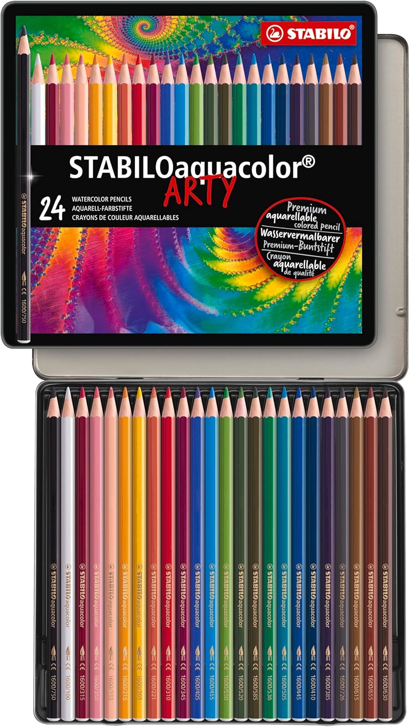 Aquarellable Coloring Pencil - STABILOaquacolor - Tin of 24 - Assorted Colors