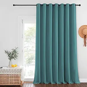 NICETOWN Sea Teal Blackout Curtains for Bedroom/Living Room 132 Inch Length - Thermal Insulated Room Darkening Grommet Top Window Curtains (100 by 132 - Inch, 1 Panel)