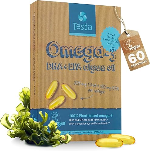 Complemento alimenticio de Omega-3, basado en la planta DHA y EPA de aceite de algas, omega-3 puro y vegano, mucho más saludable que el aceite de