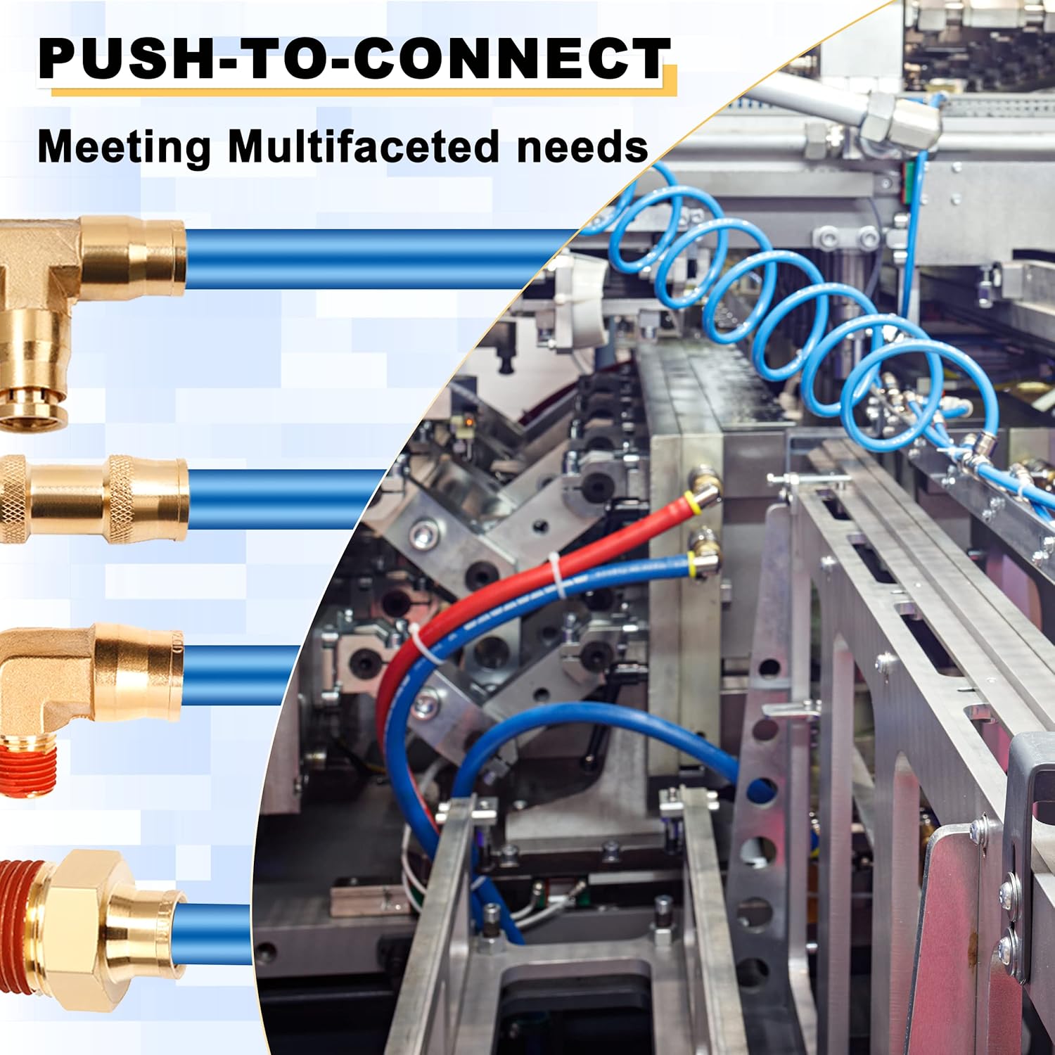 Siptenk 1/2" Elbow DOT Brass Push to Connect Air Line Fittings 5 PCS, 1/2" OD Tube x 1/2" NPT Thread Air Brake Line Quick Connect Fittings for Truck Trailers Industry Air System