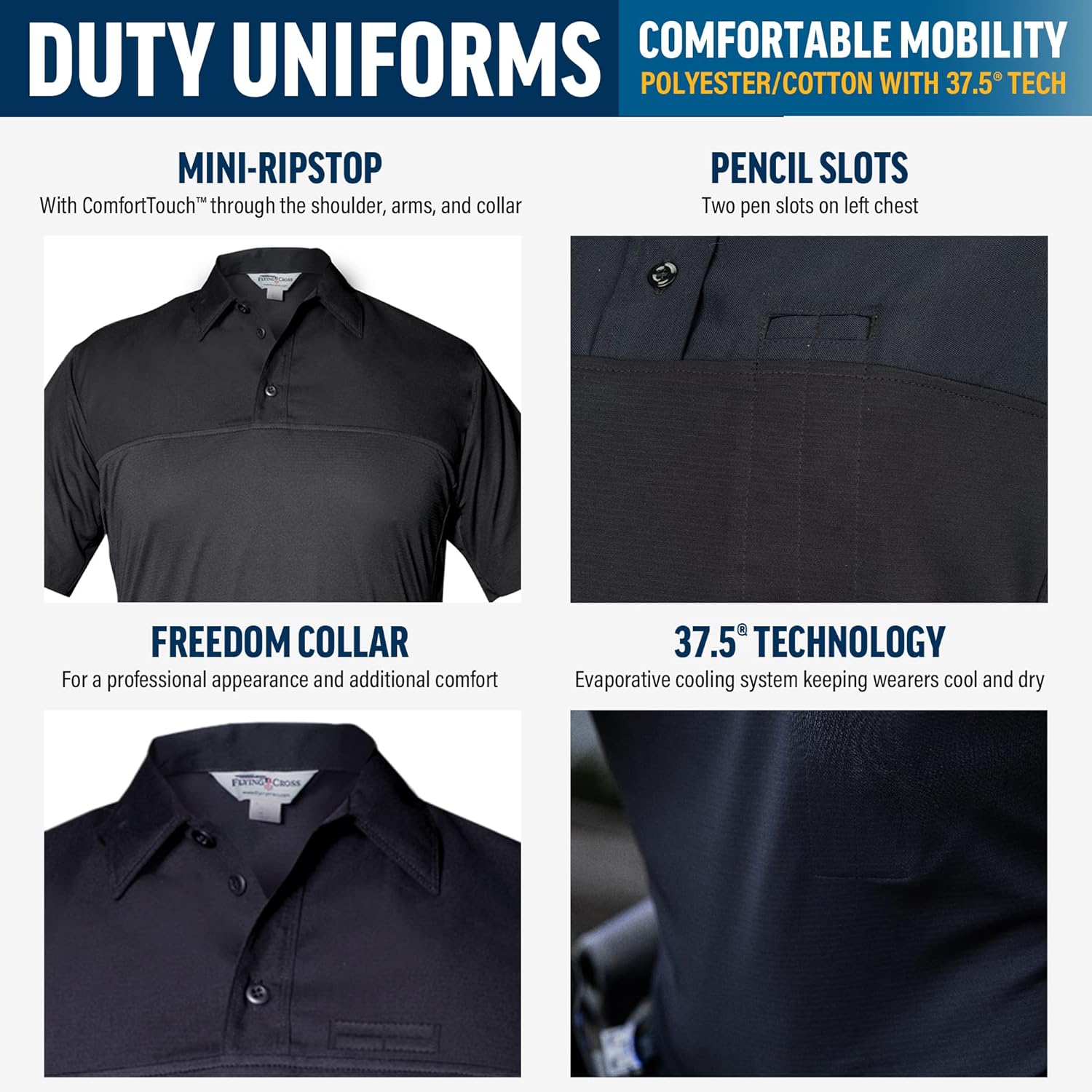 Flying Cross FX Flex Hybrid Long Sleeve Shirt for Men - Athletic Fit, UVA/UVB Protection, and Fast Evaporation Technology