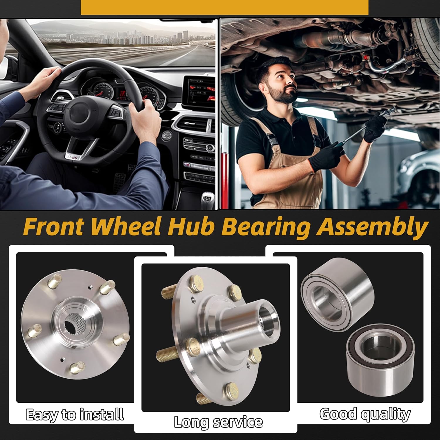 2 Front Wheel Hub Bearing Assembly Fit for Honda Civic DX EX LX HF Hybrid 1.8L 1.5L 2012-2015 Will NOT fit 2.4L Si or EX-L Model OE# 44600-TR0-A00, NT510089