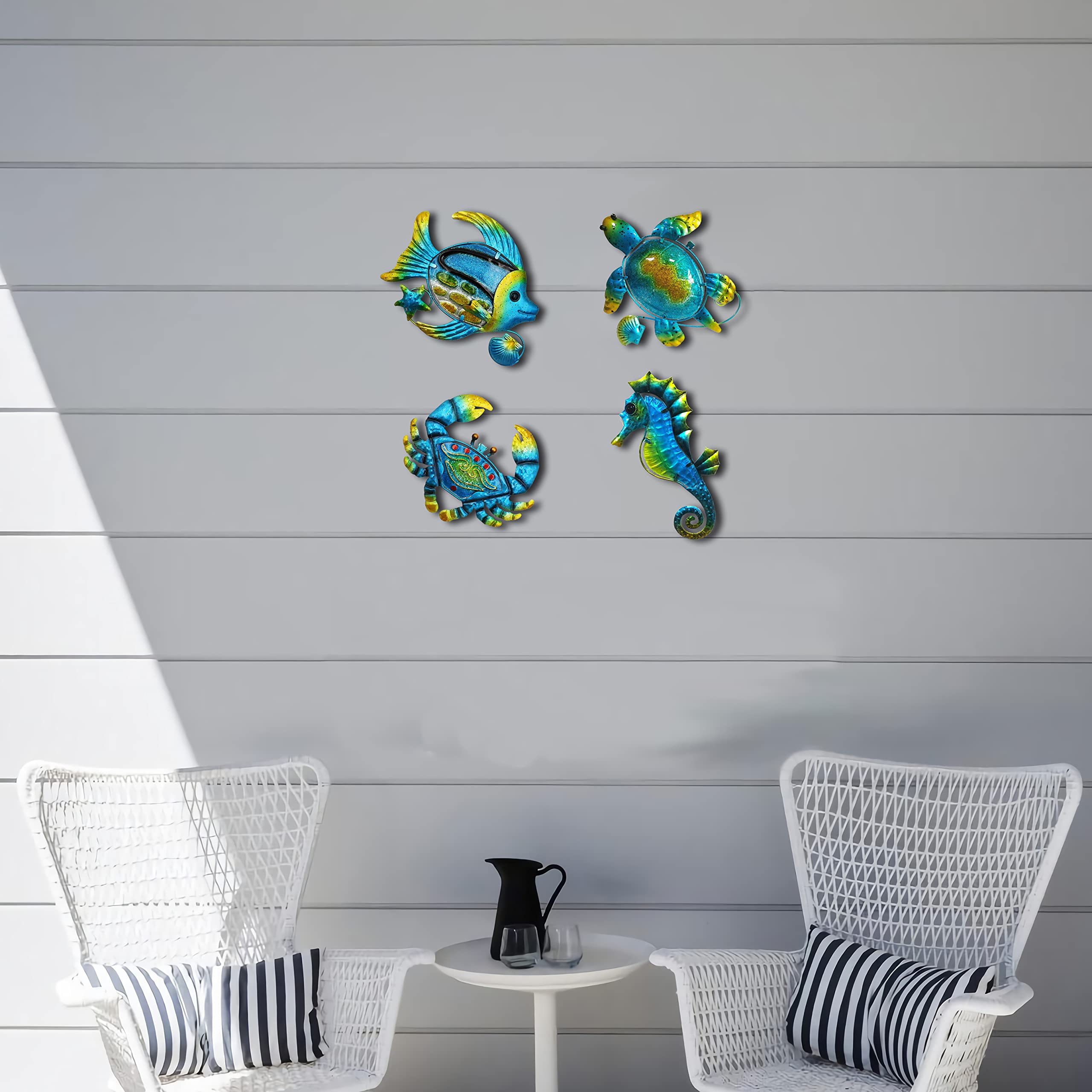 Beach Metal Wall Art Decor,Metal Ocean Sea Turtle Wall Decor for
