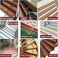Vista 4 de LeongLzt Protector de borde de escalera de 72 pulgadas, protector de borde de escalera con forma de vinilo, moldeado de nariz de goma autoadhesivo