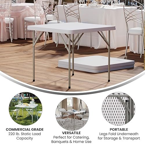 Miniatura 5 de Mesa plegable Flash Furniture de plástico blanco granito cuadrada de 285 pies