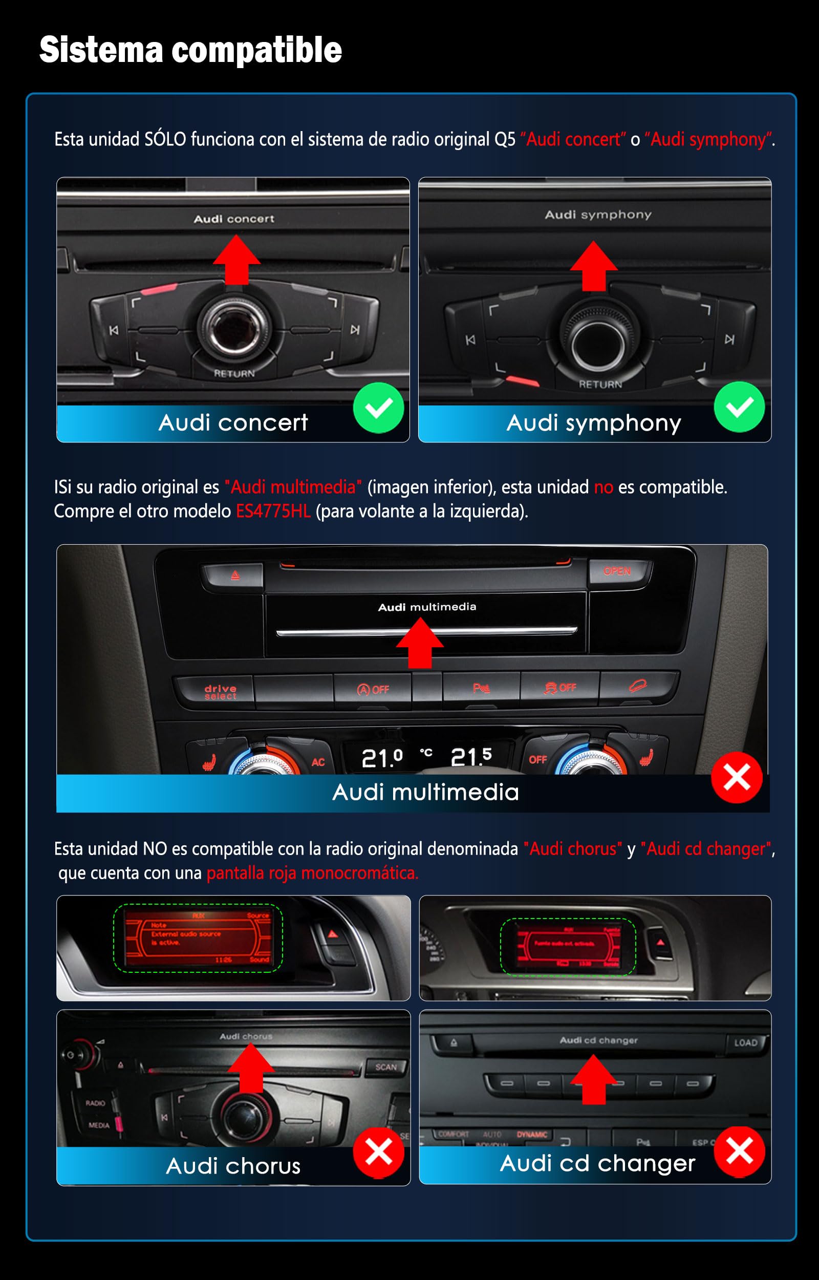 12,3" Android 16 128GB Radio Coche Android Auto & Carplay Audi Q5 2009-2016 | Bluetooth Pantalla Qualcomm 8 Core DSP Bluetooth 5.1 A2DP WiFi Canbus MMI 2G Radio