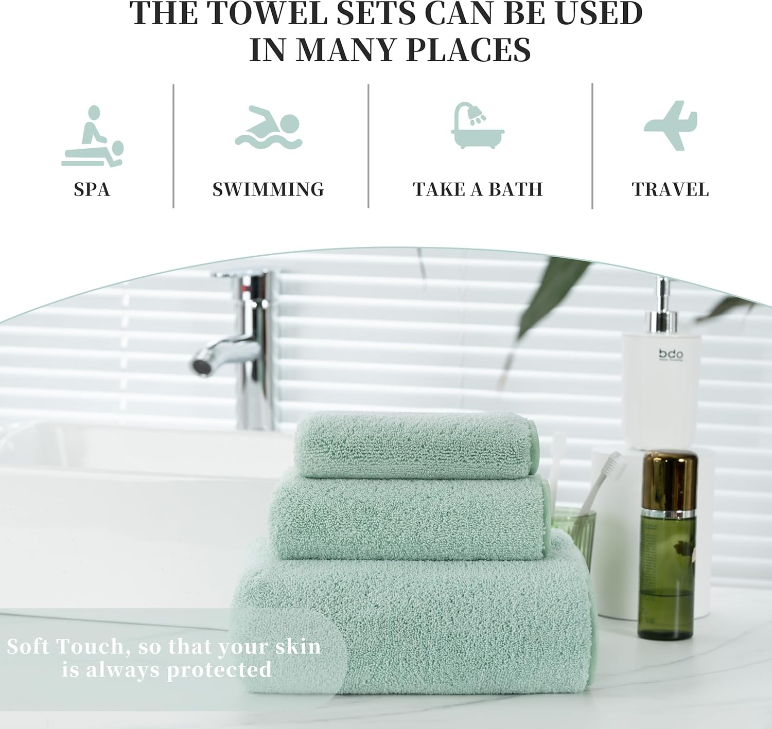 New Microfiber Bath Towel Set, 3 Piece, Oversize, Quick Dry, Lint Free, Includes Body, Hand and Face Towels - Image 6