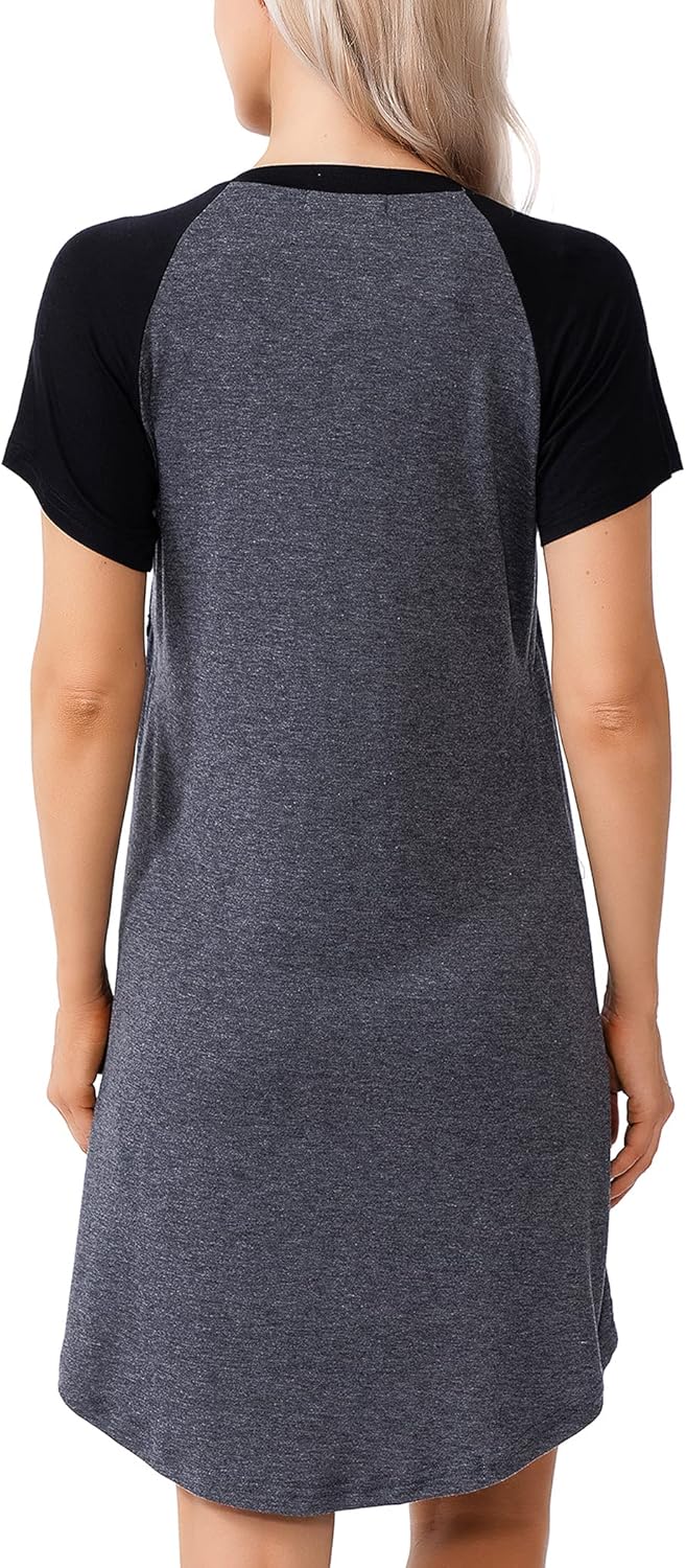 Women Sleepshirts 3 in 1 Labor/Maternity/Nursing Nightgown Short Sleeve Breastfeeding Sleep Dress XS-3XL - Image 4