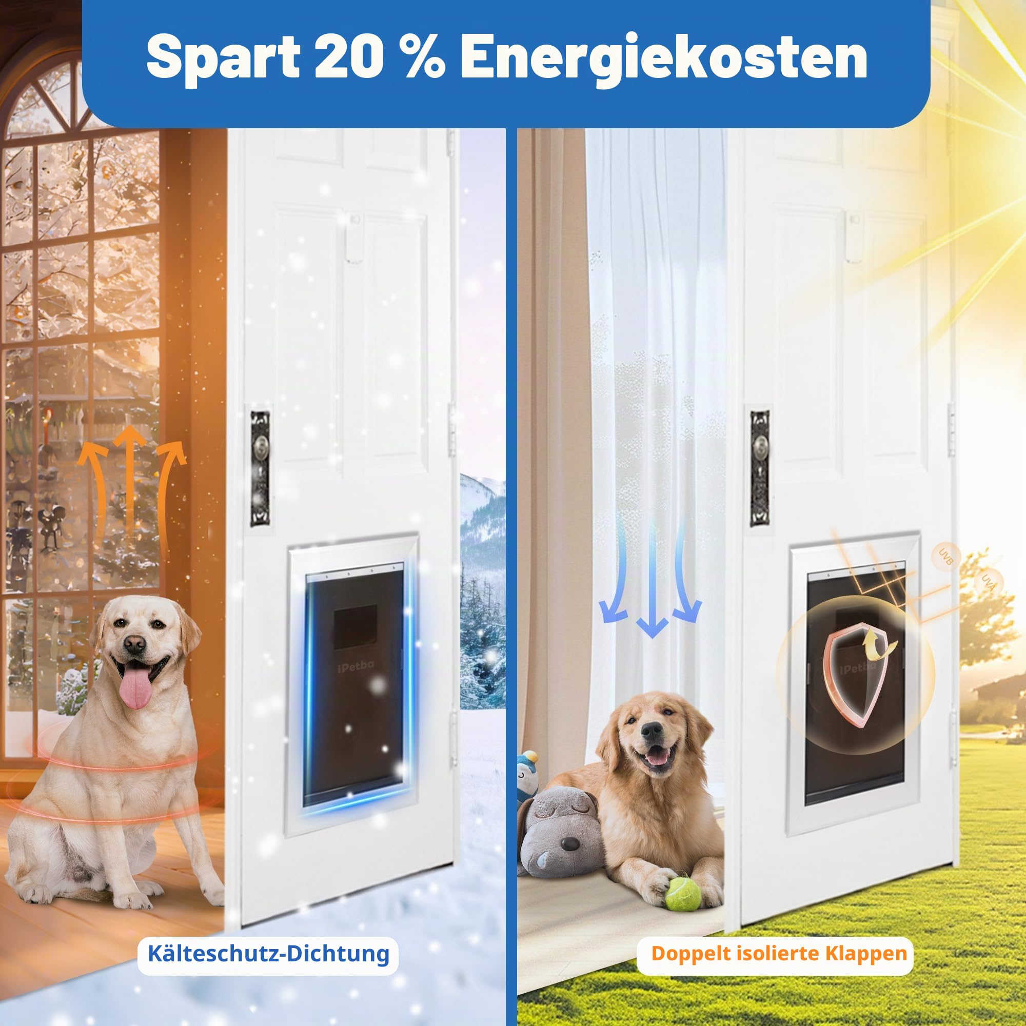 Hundeklappe für Große Hunde Aluminium Hundetür für Extremes Wetter Haustierklappe bis zu 100 kg