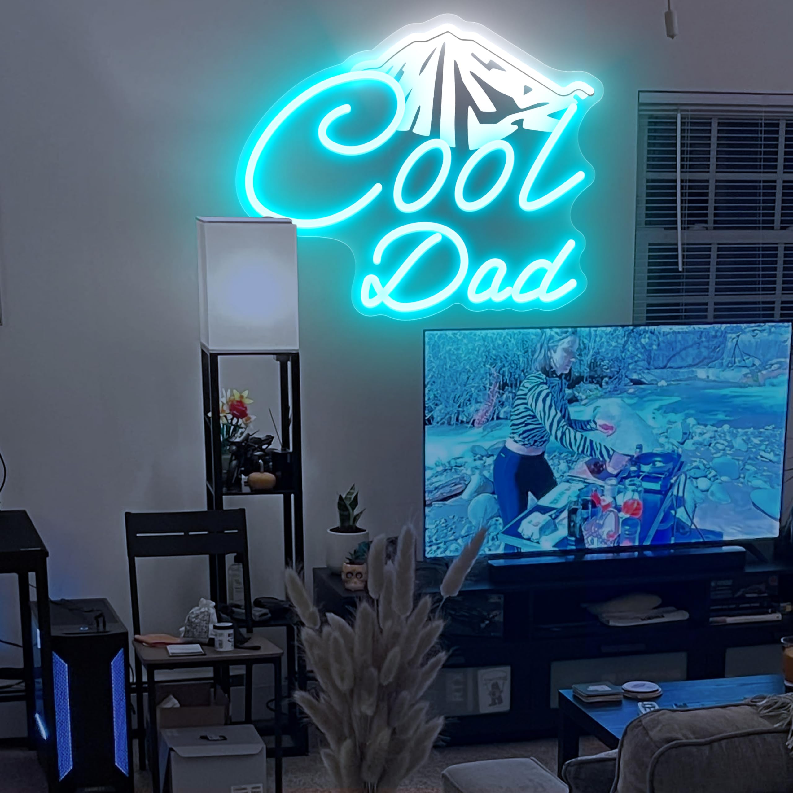 Insegna al neon con scritta "Cool Dad", luce a LED blu ghiaccio, regalo per la festa del papà, 28 x 33 cm, decorazione da parete, regalo unico per papà, camera da letto, uomo, grotta, garage