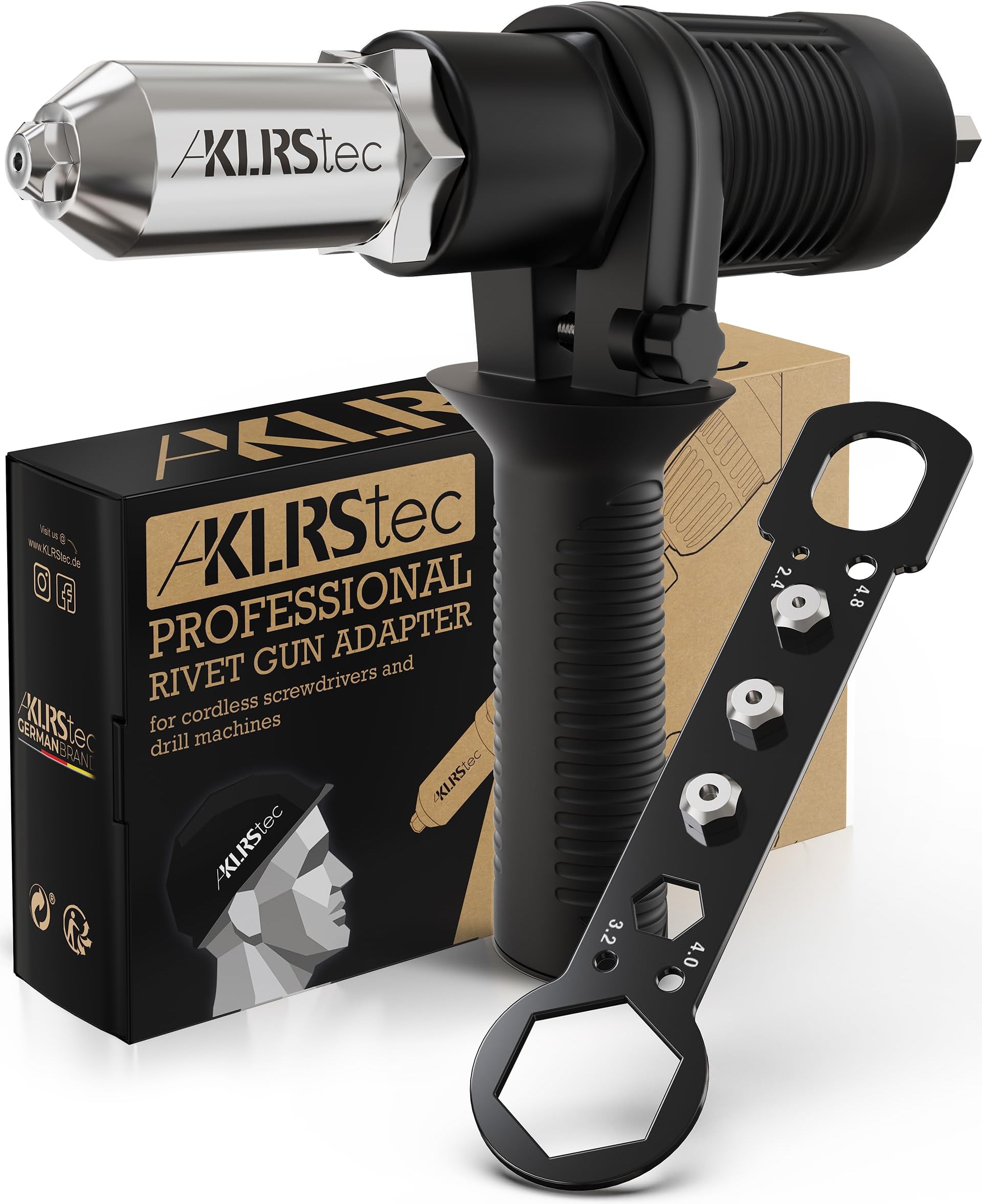 KLRS tec® Blind Rivet Adaptor for Rivet Pliers - Rivet Bits for Cordless Screwdriver and Drill
