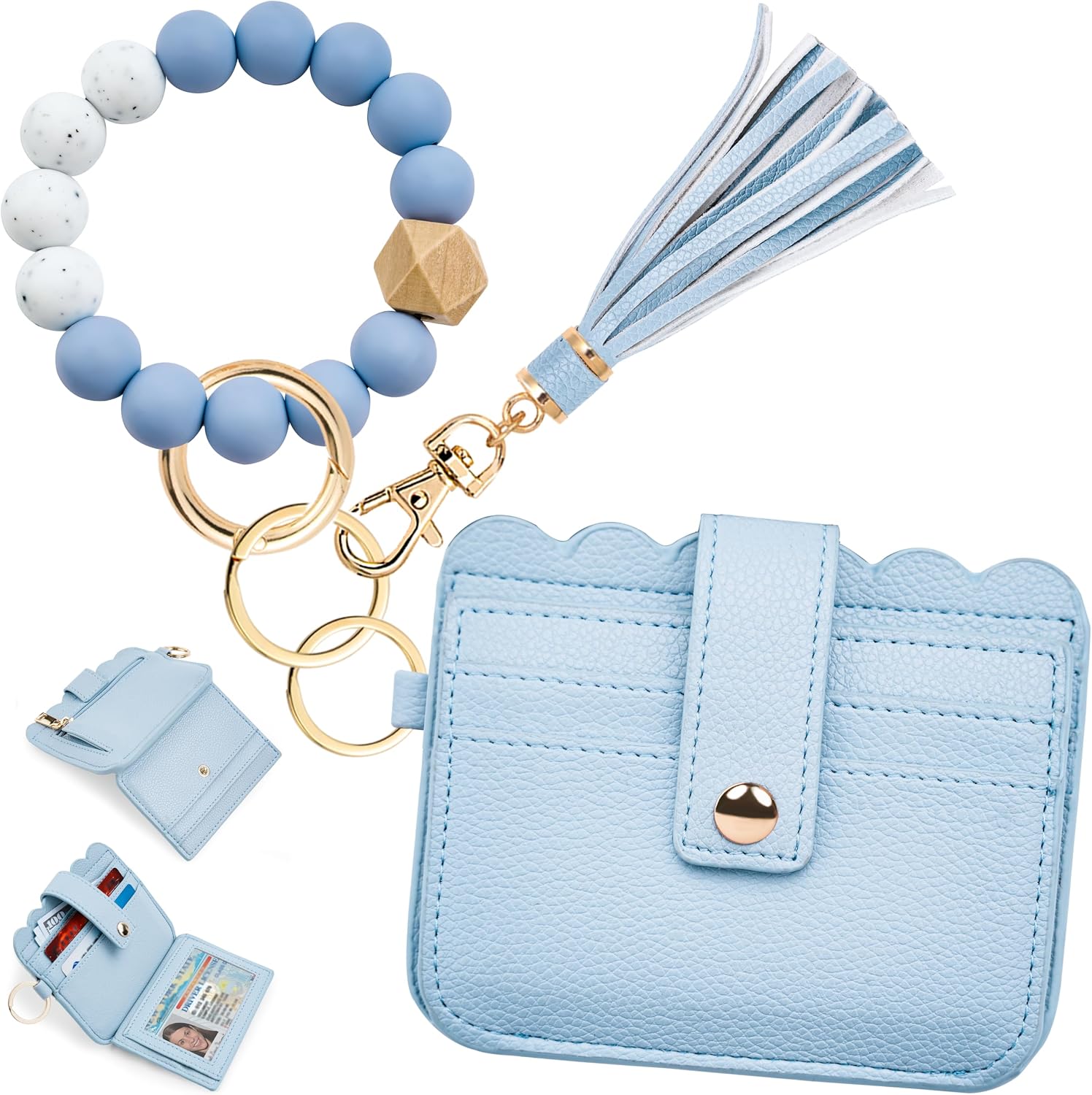Wristlet Wallet for Women with Keychain – RFID Card Holder Small Wallet Wristlet with Key Ring