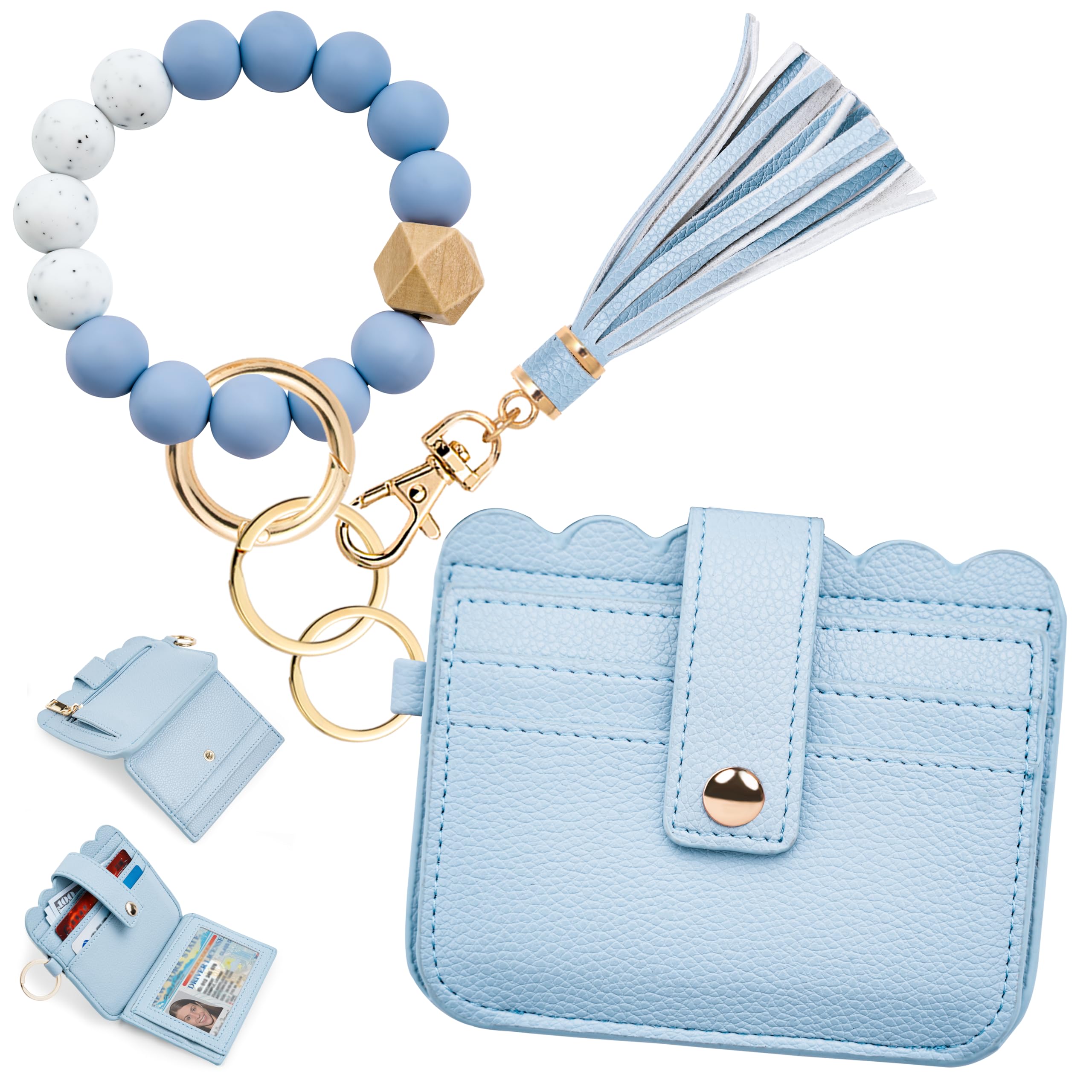 Lostars Wallet Keychain Wristlet for Women RFID Card Holder Keychain Key Chain Wallet Key Ring with Wrist Wallet for Women