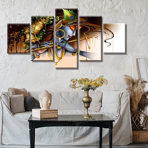 Miniatura 6 de DJSYLIFE Decoración de pared para sala de estar, cuadros de Krishna indio, lienzo, pinturas modernas, decoración del hogar, 60 pulgadas de ancho x