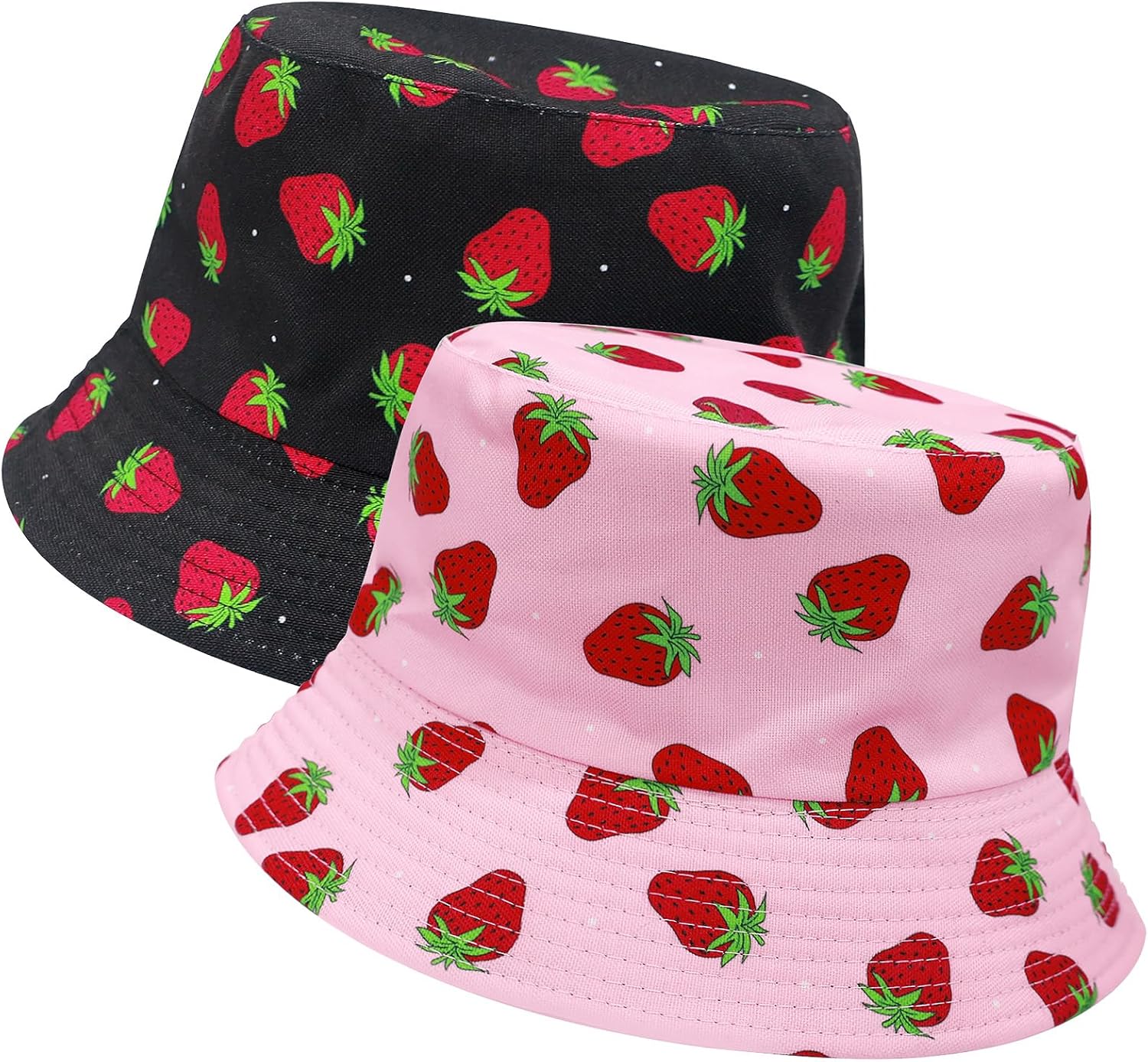 Unisex Reversible Packable Bucket Strawberry Bucket Hat,Sun Hat,Bucket Hat Packable Outdoor Summer Beach Caps for Men Women