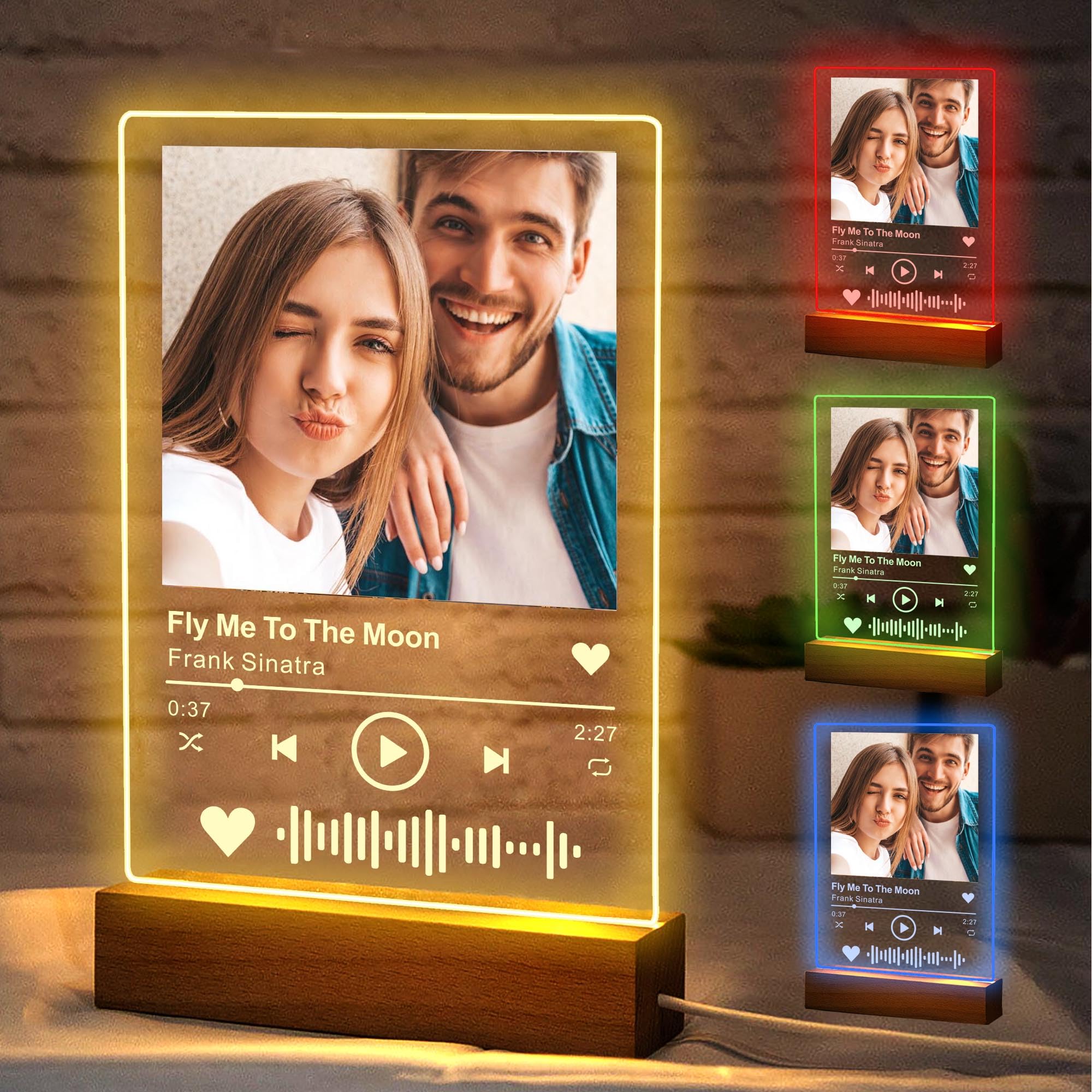 Personalised from Spotify Plaque Night Light Acrylic Music Plaque Picture Frame Personalised Gifts for Him Her Women Men Christmas Custom Gift for Anniversary Birthday Mothers Day