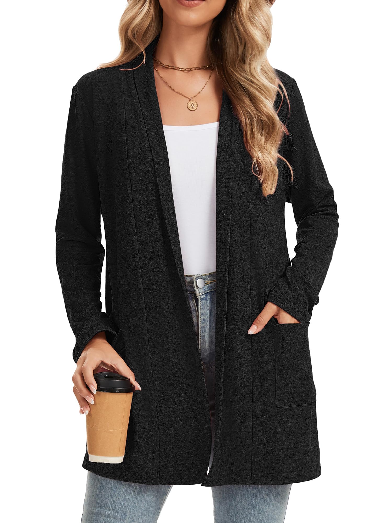 Womens Cardigan Long Sleeve Lightweight with Pockets Business Casual Early Fall Fashion Clothing Cute Tops