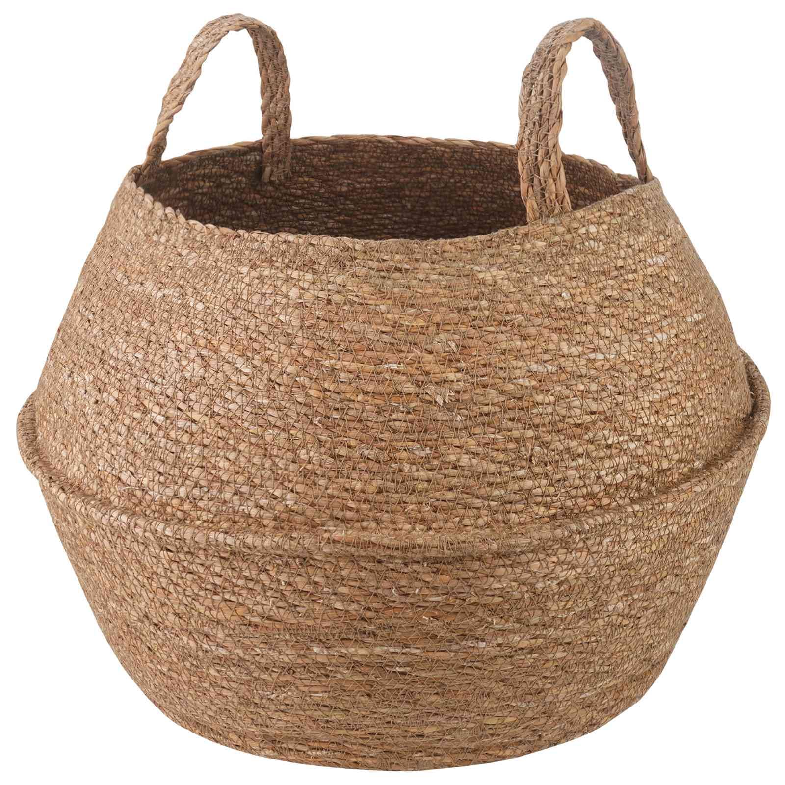 Cache-Pot Tressé en Herbe de Mer avec Poignées Ø45x36cm