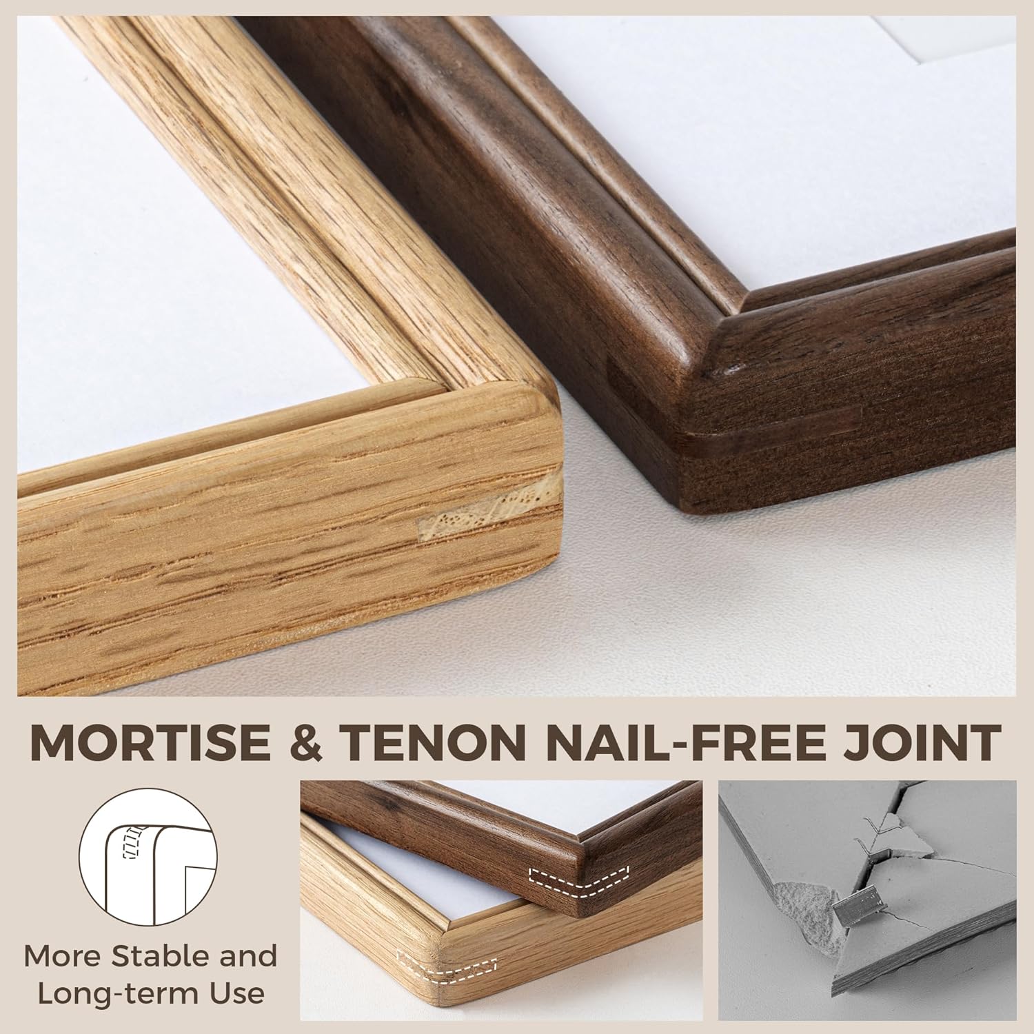 Dreamland 16x20 Picture Frame for Wall, Solid Walnut Wood 16 x 20 Frames for Home Decor, 16 by 20 Frame with Real Glass, 16x20 Picture Frame Matted to 11x14 - Image 3