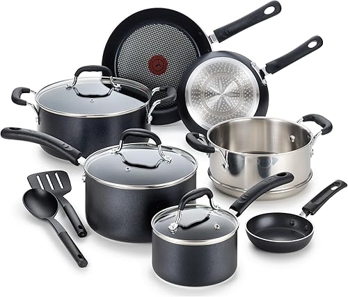T-fal Juego de utensilios de cocina antiadherentes profesionales aptos para lavavajillas 12 piezas color negro