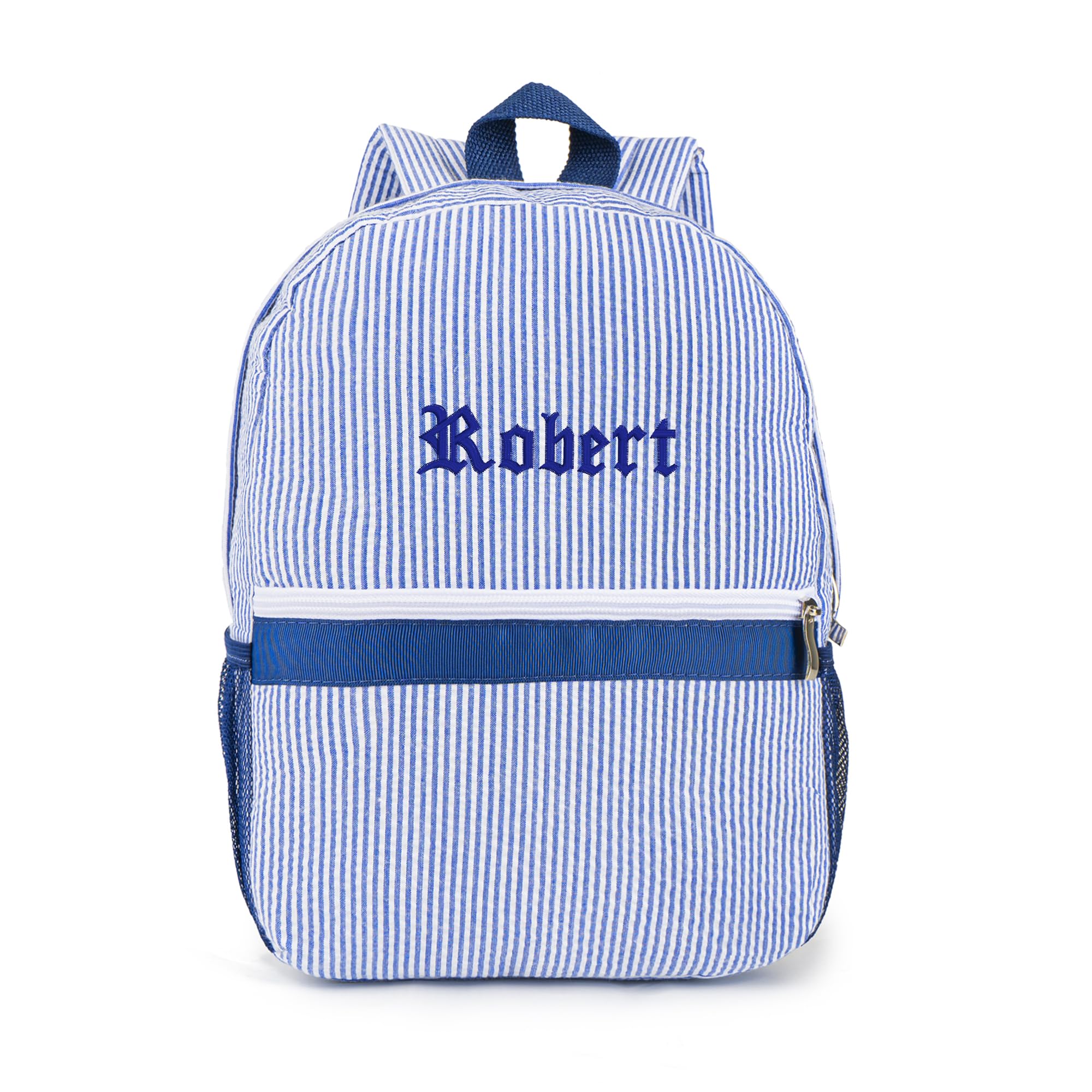 MT WORLD Toddler Backpack Personalized Daycare Backpack for Boys 5-8 Seersucker Kids Backpack Preppy Elementary Packpacks Kids Bookbags for Daily