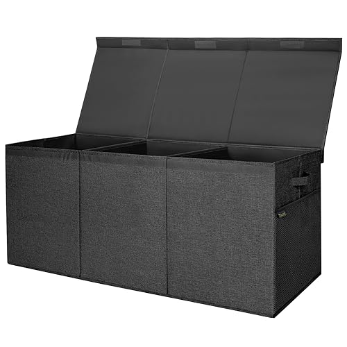 BALEINE Contenedores de almacenamiento de tela con tapa, cajas de almacenamiento plegables extragrandes con divisor para organización del hogar
