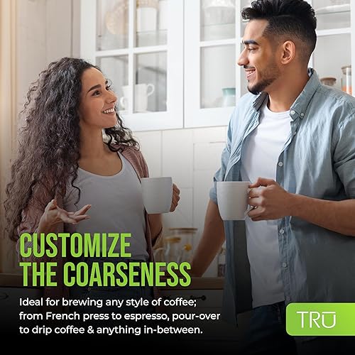 Miniatura 6 de TRU Molinillo de fresas cónicas – Molinillo de granos de café personalizable – Cuenta con 30 ajustes de molienda, tiempo de molienda ajustable y