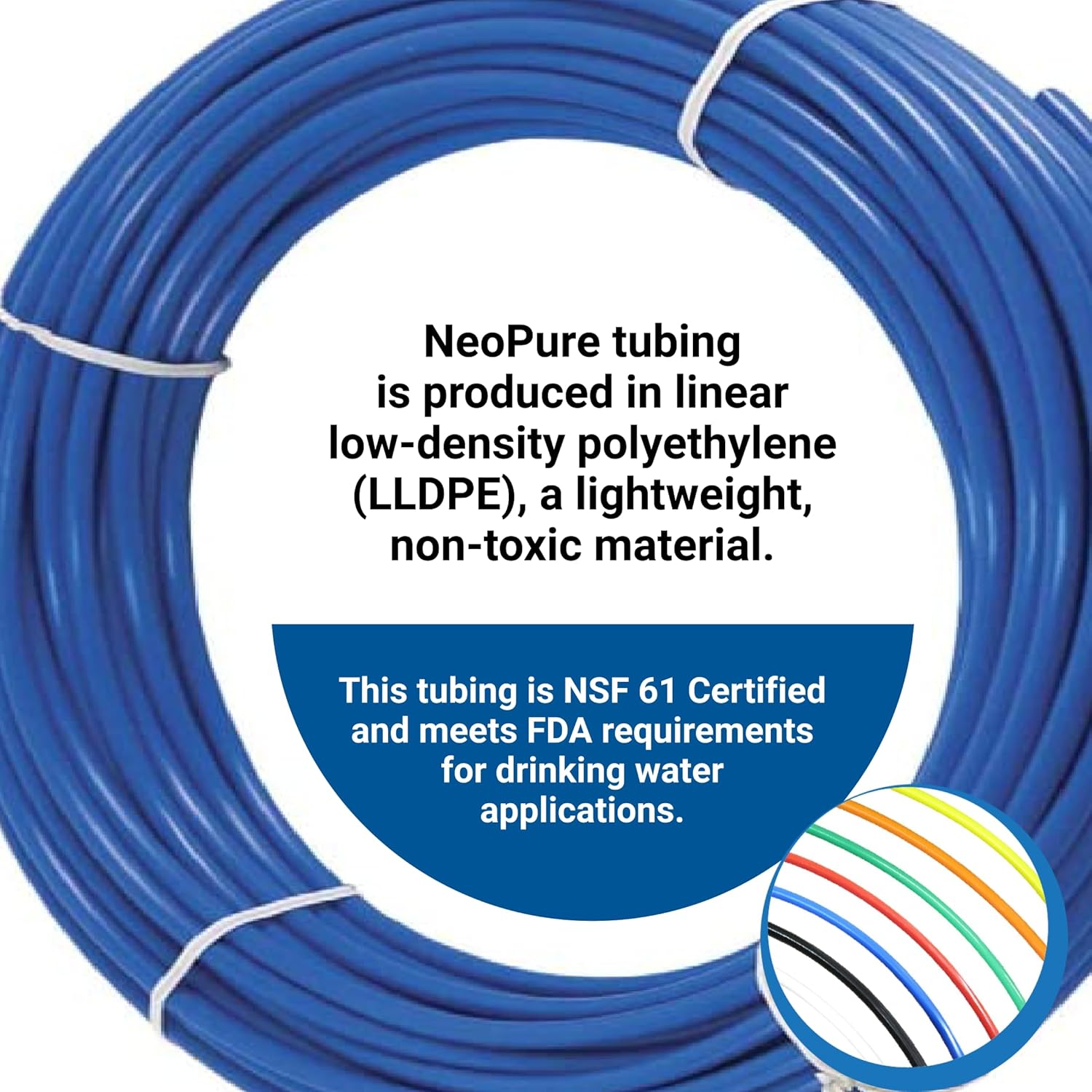 Neo-Pure - 1/4 OD LLDPE Polyethylene Tubing(.170 ID) Pneumatic Hose Pipe Tubing Air Hose for Air Line Tubing or Fluid (25FT, Blue)