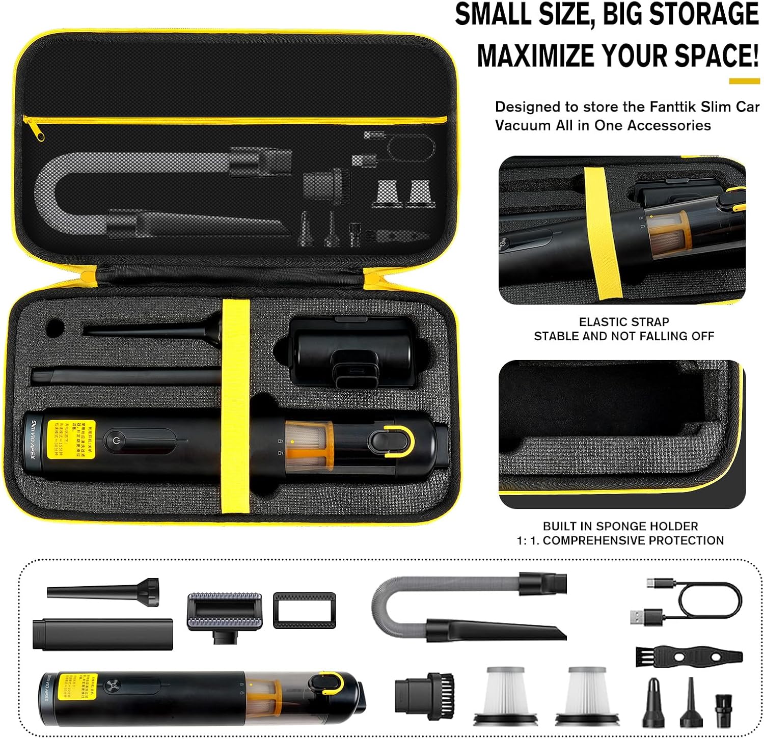 sarlar Hard Carrying Case for Fanttik Slim V8 Apex/V10 Apex/V8 Mate/V10 Mate Cordless Car Vacuum, High Capacity, Soft Linning for All Accessories, Portable Protection for Travel Storage - Image 3