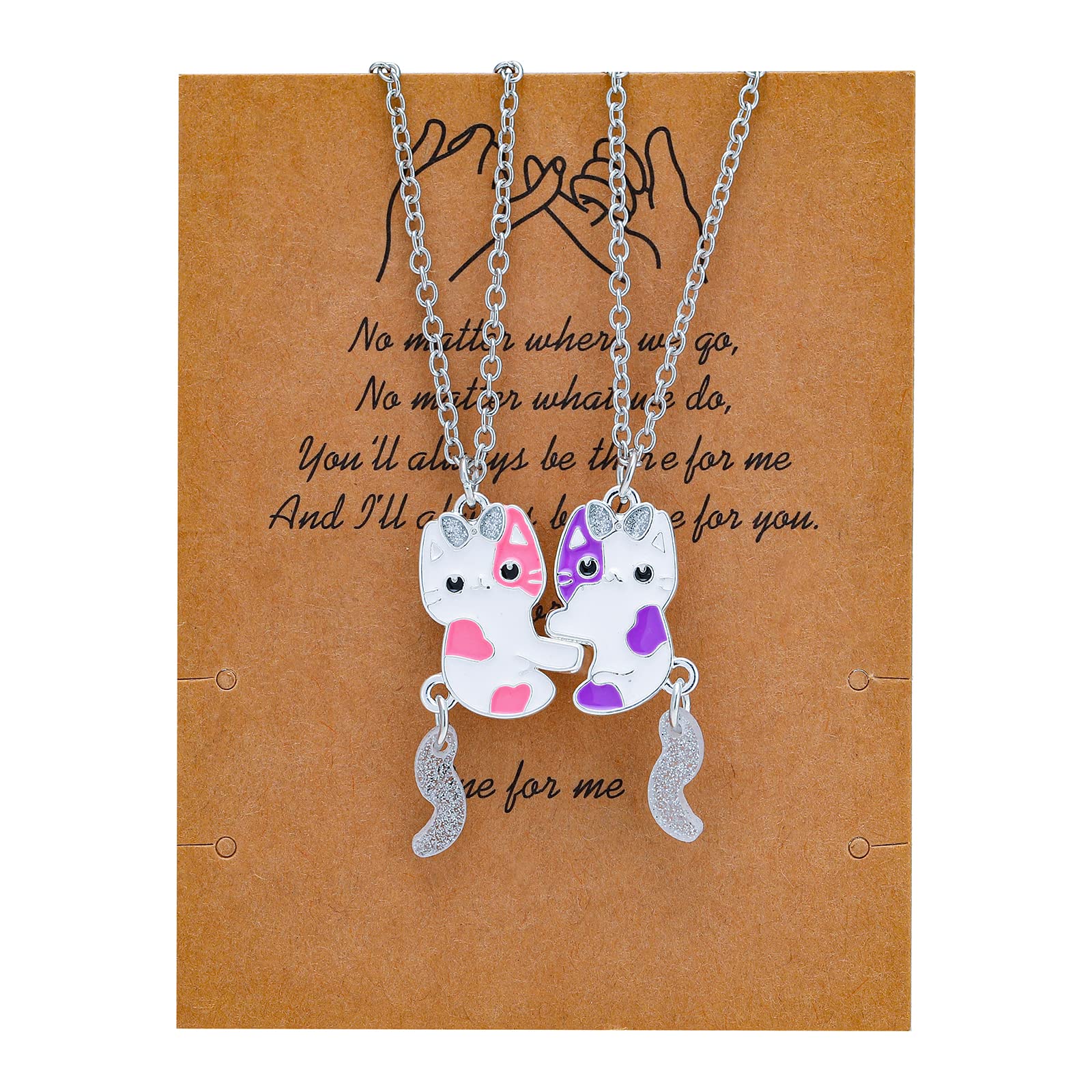 ZhxshwHddBest Friend Matching Necklace For Women Skeleton Cat Friendship Bff Necklace For 2 Cute Necklaces For Teen Girls Sister Dainty Couple Valentines Day Gifts, Zinc, No Gemstone