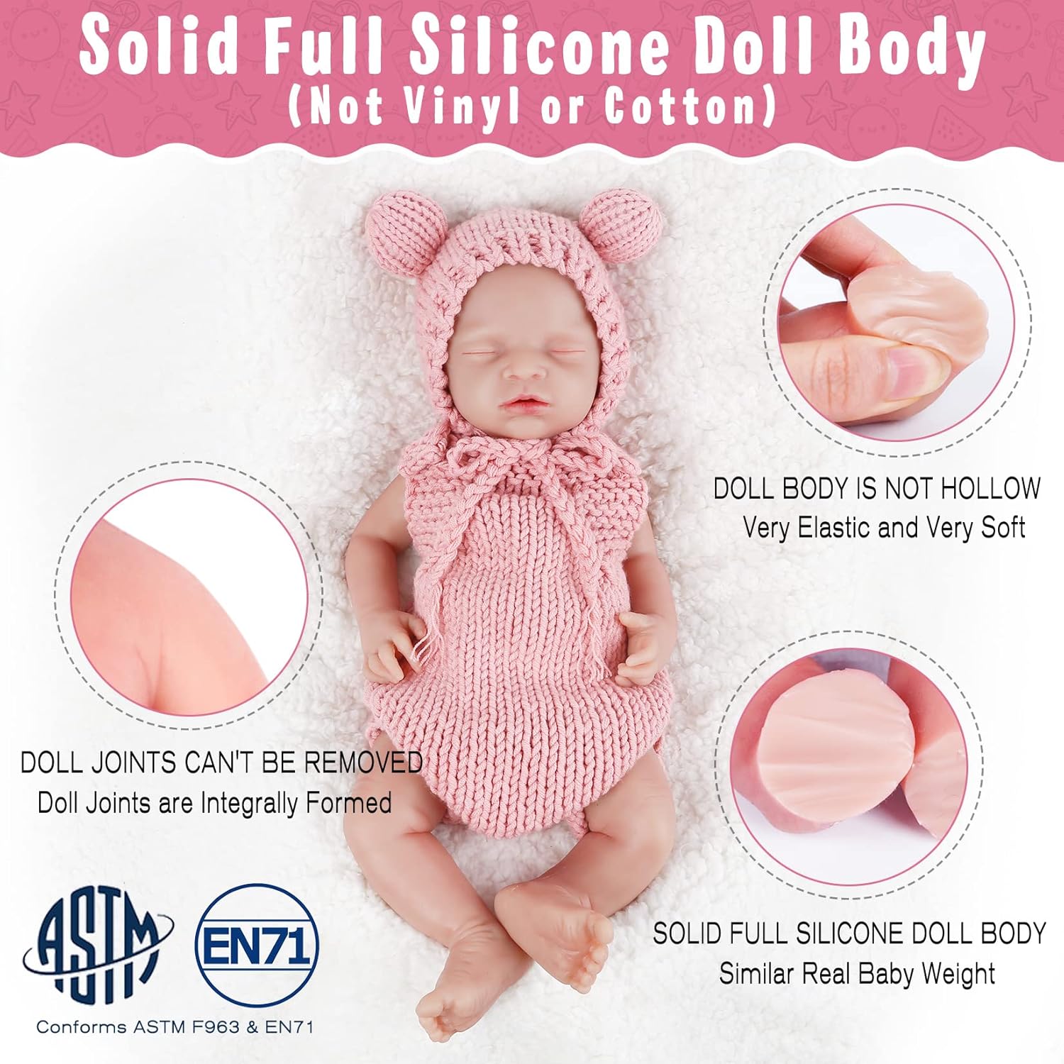 Vollence 16 inch Sleeping Silicone Baby Dolls Girl Weighted 5.21 lb,[NOT Vinyl],Silicone Full Body Reborn Lifelike Realistic Real Life Newborn Soft Babies Gift with Feeding Accessories for Kids Age 3+