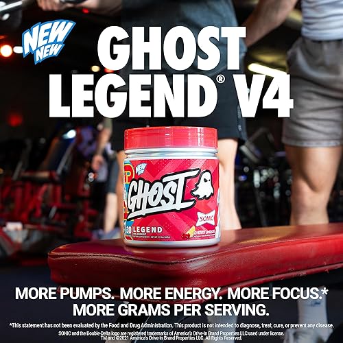 Miniatura 2 de GHOST Legend - Polvo de preentrenamiento, Sonic Cherry Limeade - 30 porciones - Pre-entrenamiento para hombres y mujeres con colina, L-citrulina y