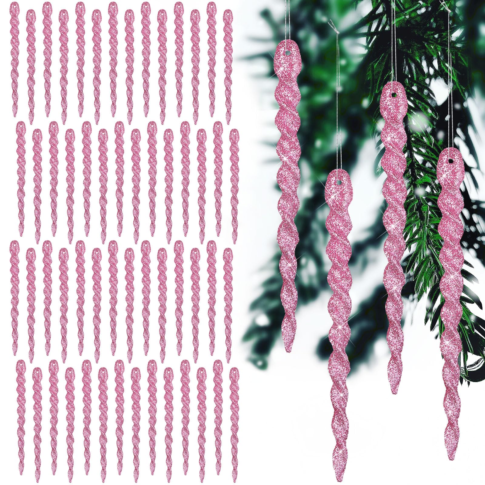 Stalactites de Noël roses de 13 cm pour rompre avec la décoration traditionnelle